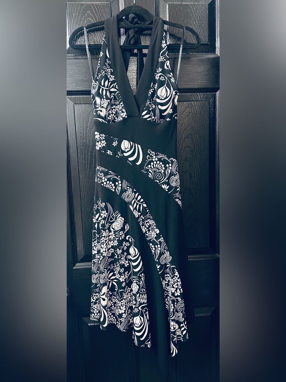 Rampage Floral Halter Dress Black/White Small Preowned